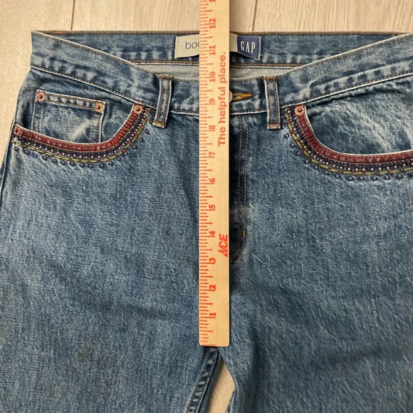 Vintage Gap Denim Embroidered Boot Cut Jeans Women's Size 10 Blue Western 90s - Picture 9 of 11